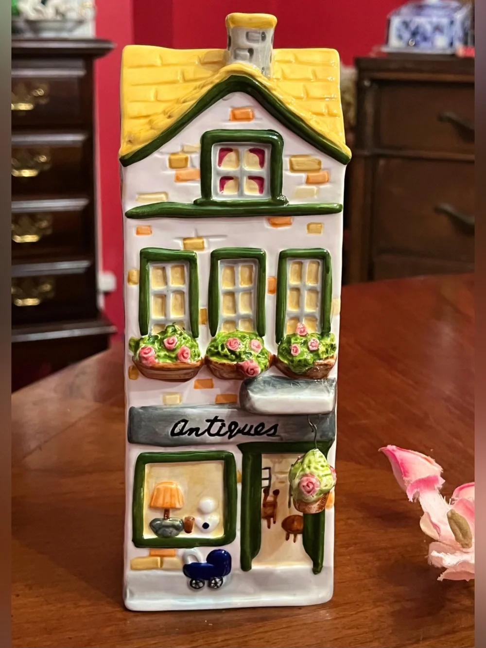 Adorbs! VTG Bella Casa Ganz Ceramic Antique Shop Wall-Pocket-Vase Hand Painted